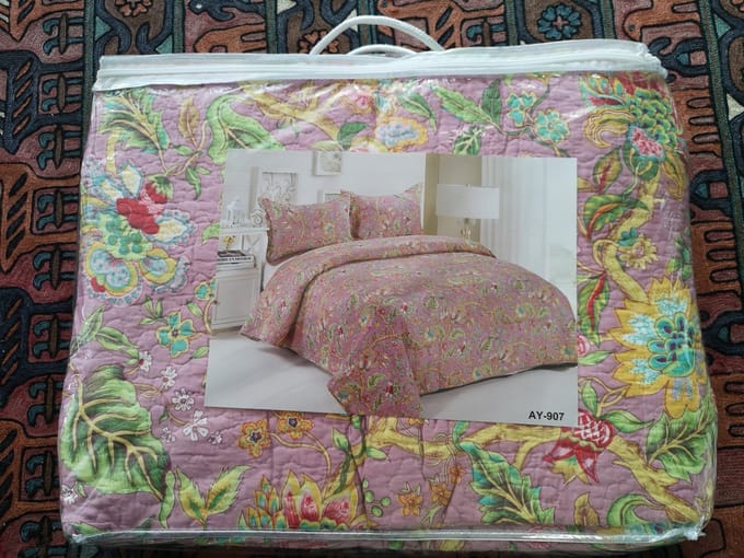 Luxe Bedsprei met 2 bijpassende Kussenslopen, Style Bloemen
