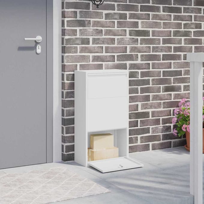 vidaXL - Pakket - Inwerpkoker - met - opslag - Wit - 44 - x - 22 - x - 82 - cm - Staal