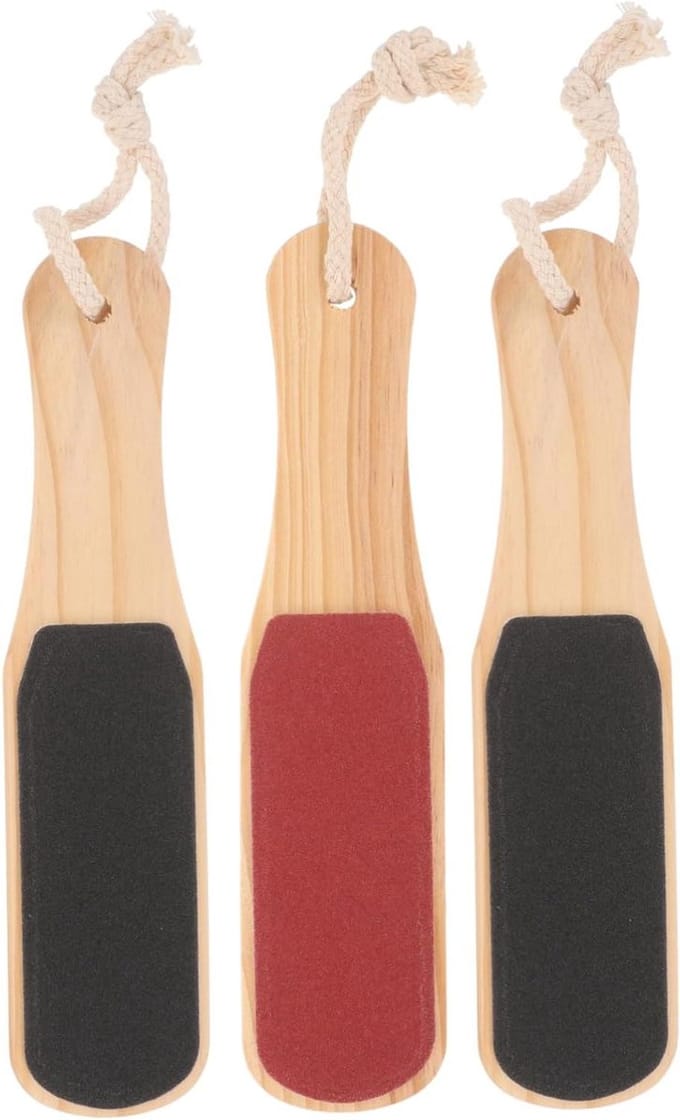Voetschraper 3-pack - Voetvijl Dode Huid - Voetverzorging Thuis - Houten Handvat - 23.5 cm - Zwart