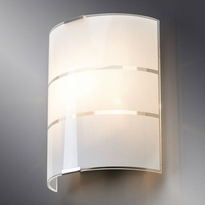 Lindby - wandlamp - 1licht - glas, metaal - H: 21 cm - E14 - wit gesatineerd, helder, zilverkleurig