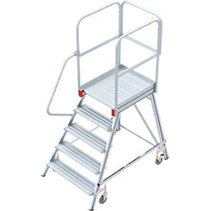 Aluminium platform met wielen, eenzijdig, 5 treden