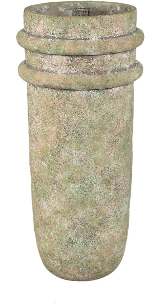 PTMD Almeda Green Cement Vase With 2 Borders High L
