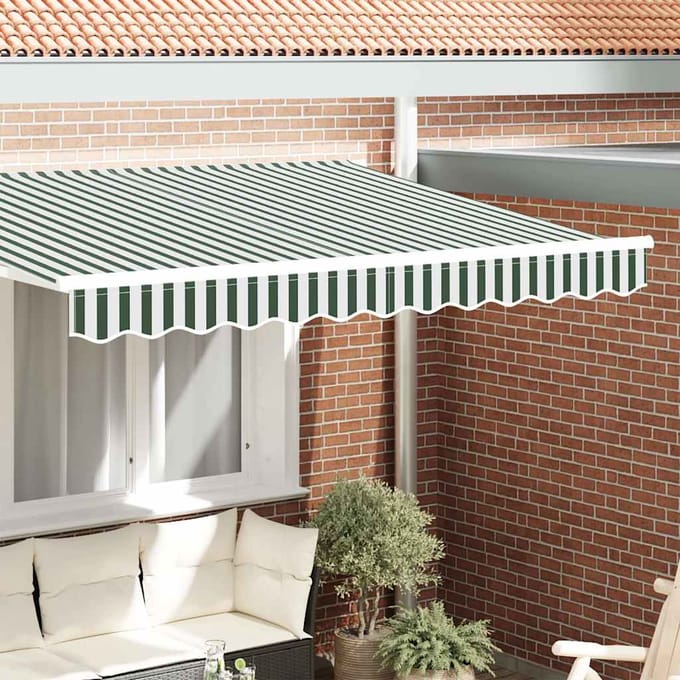 vidaXL Vervangende volant voor 2,5 m Groen & wit gestreept Polyester