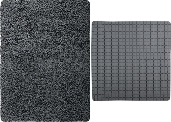 MSV Douche anti-slip/droogloop matten - Venice badkamer set - rubber/microvezel - donkergrijs
