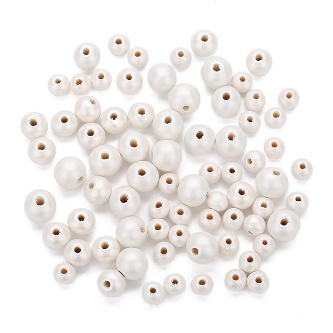 100 stuks parelwit geschilderde houten kralen spacer sieraden maken 8 mm 8mm wit