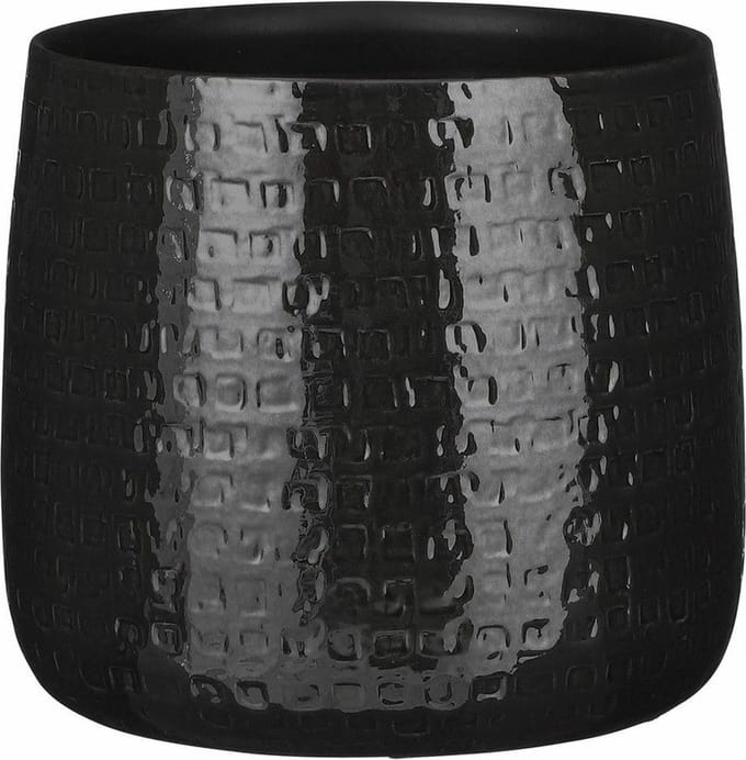 Mica Decorations - Plantenpot/bloempot - Keramiek zwart - D28/H23 cm