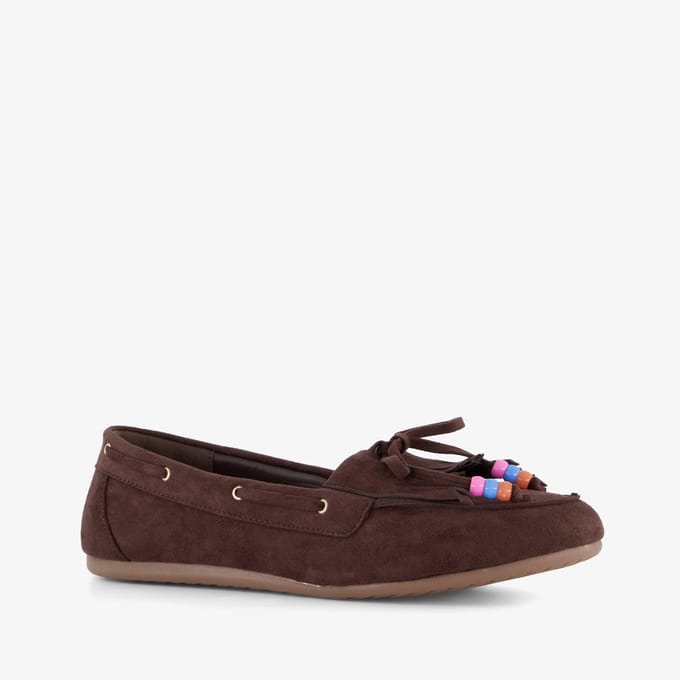 Blue Box dames mocassins donkerbruin - Maat 36