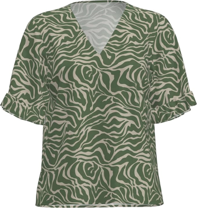 Object Blouse Objseline S/s Top Noos 23039422 Vineyard Green/sandshell Dames Maat - W36