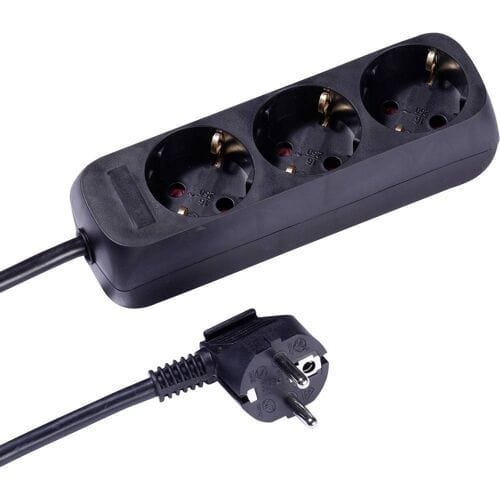 Vivanco VVELSTR3USCHK Stekkerdoos zonder kabel Zwart Randaarde stekker 1 stuk(s)
