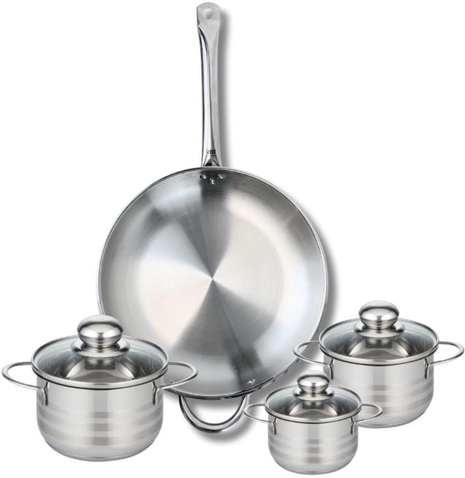 Set van 1 Koekenpan 32 cm en 3 kookpotten 12, 14 en 16 cm Elo Profi Brillant