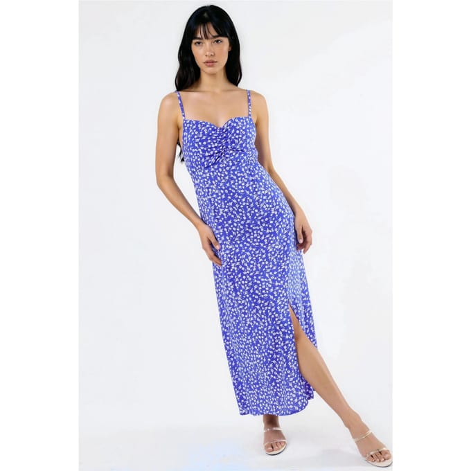 Bloemen Midi Slip Dress met Hartkraag
