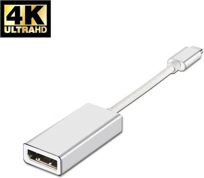 Techvavo® USB C naar Displayport Adapter - Ondersteunt 4K @30Hz - Converter - Type C to DP - Thunderbolt 3 - Spacegrey