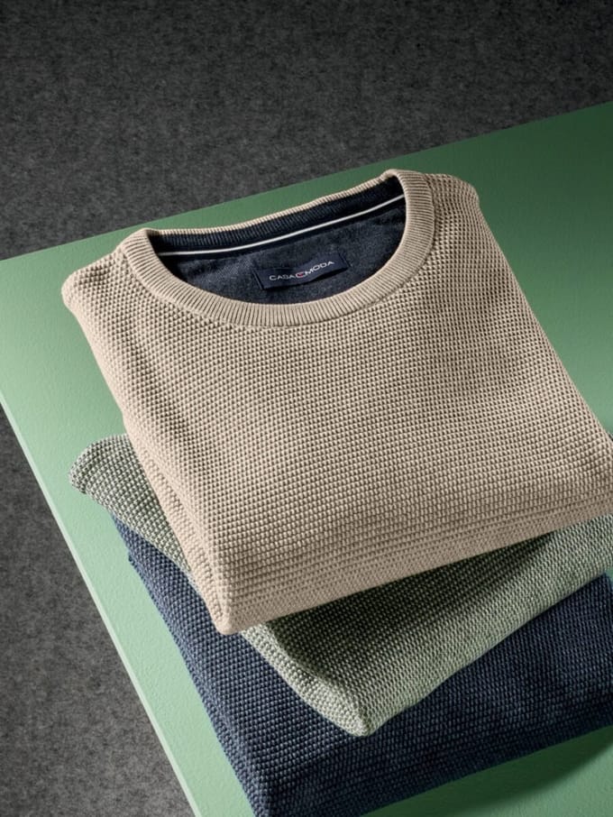 Casa Moda Effen Heren Trui Katoen Met Ronde Hals - XL