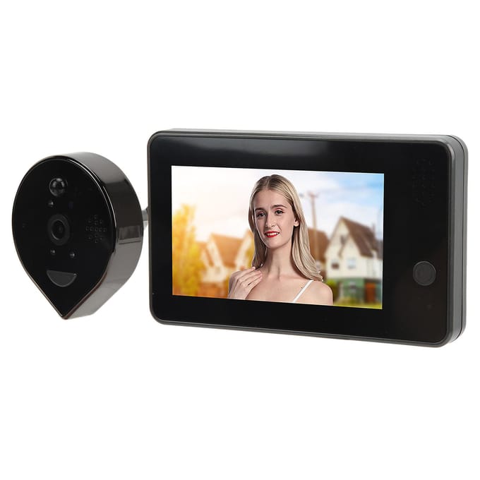 Viseur de porte sans fil avec judas Caméra sonnette vidéo 1080P LCD 4,3 pouces Détection de mouvement Vision nocturne 2