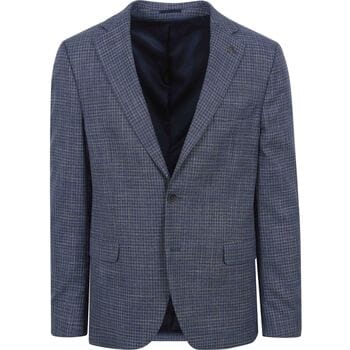 Suitable Colbert Royal Blauw Ruiten - Maat 48 - Heren blazer