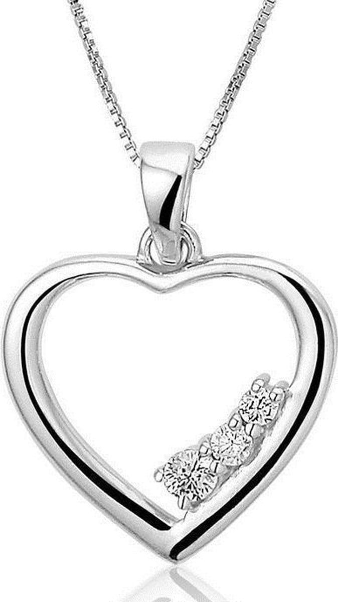 Montebello Ketting Laurus - 925 Zilver Gerhodineerd - Hart - ∅15mm - 45cm