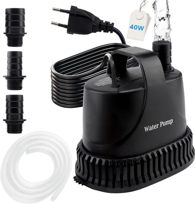 Dompelpomp 3000 L/u stille waterpomp met regelbare waterstroom en droogloopbeveiliging 40W 3 m