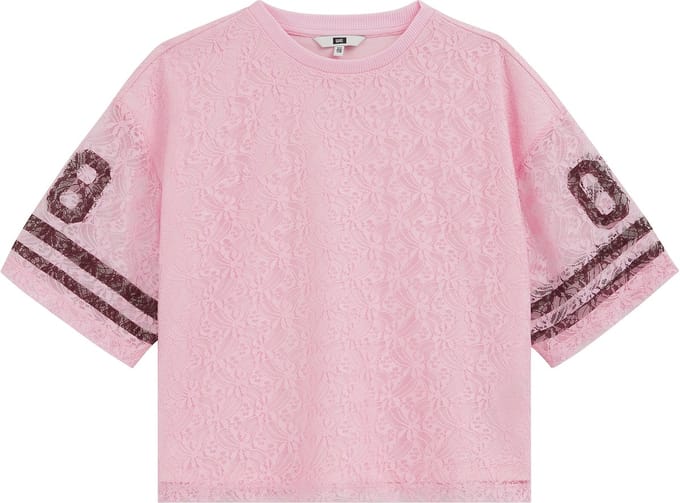 WE Fashion Meisjes oversized jersey T-shirt van kant