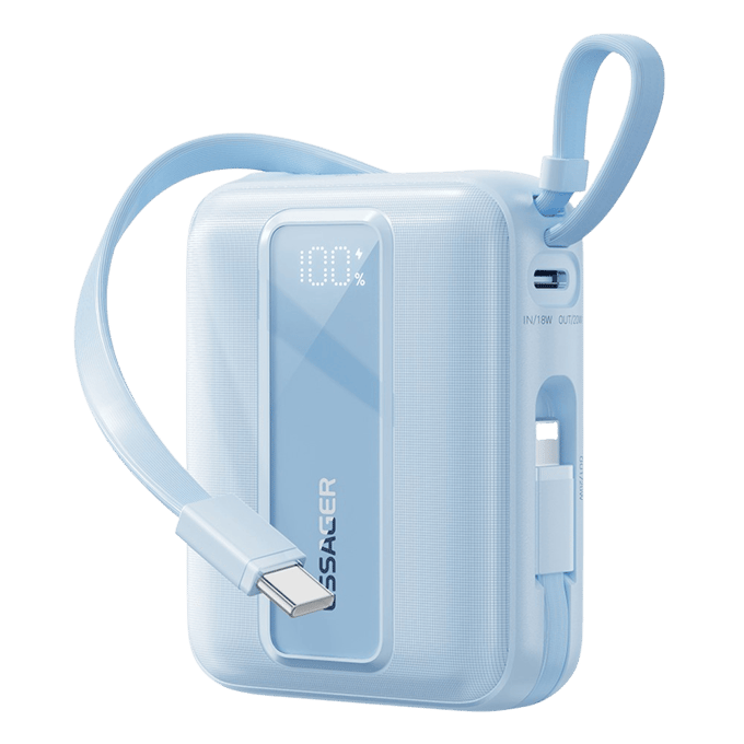 Essager Quick Charge Compact Powerbank met Kabels Blauw 20.000 mAh