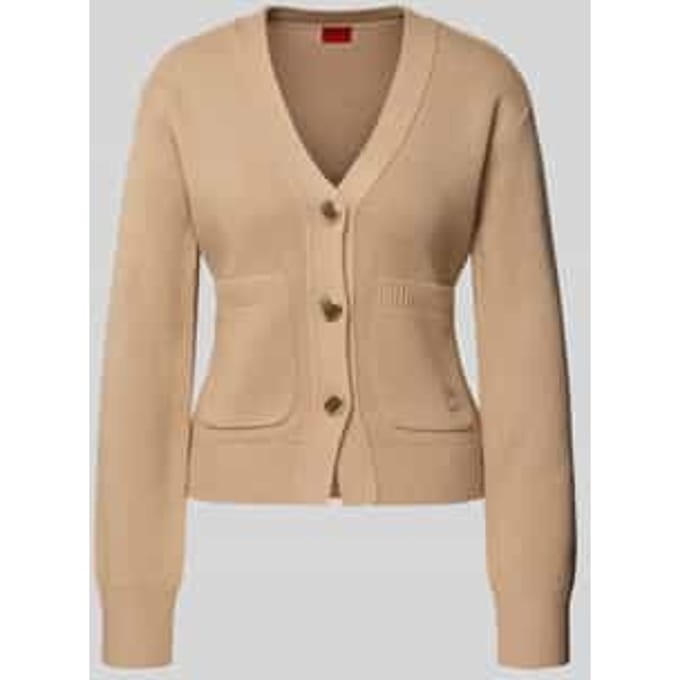 Slim fit gebreid jack van scheerwolmix, model 'SELOSINA'