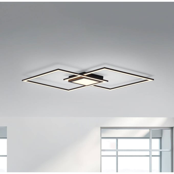 JUST LIGHT. GmbH LED plafondlamp Asmin, CCT, zwart, 106 x 37 cm