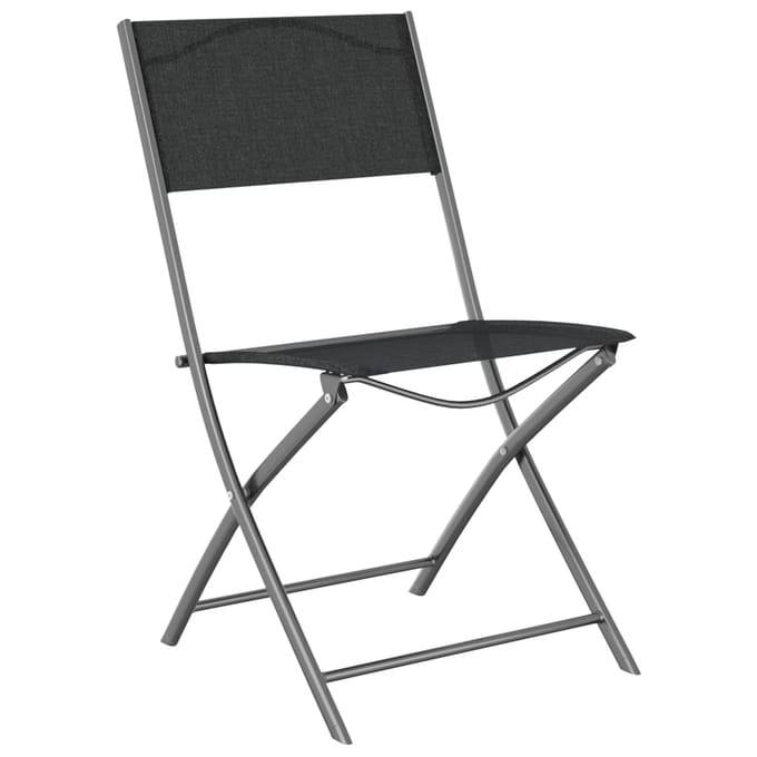 vidaXL - Opklapbare - stoelen, - 4 - stuks, - zwart - staal - en - Textilene.