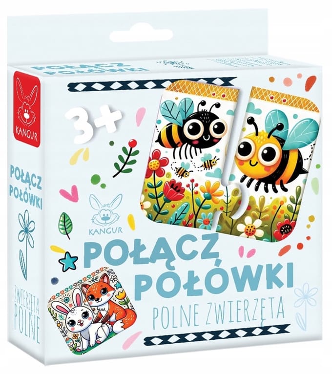 Kangoeroepuzzel met velddieren koppelen 12 stukjes 3+