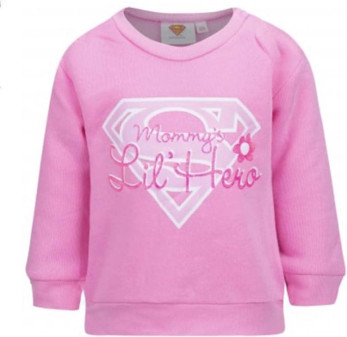 Supergirl sweater Mommy's Lil'Hero roze 68