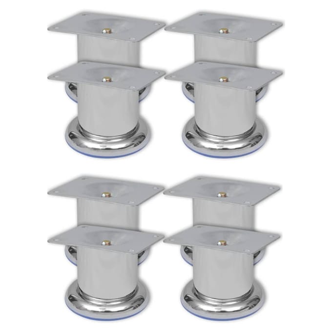 vidaXL - Bankpoten - 8 - st - rond - 60 - mm - chroomkleurig