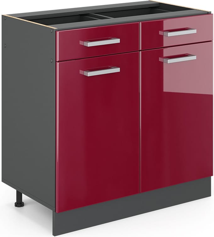 Vicco R-Line Keukenonderkast – 80 cm, WB Antraciet Rode hoogglans