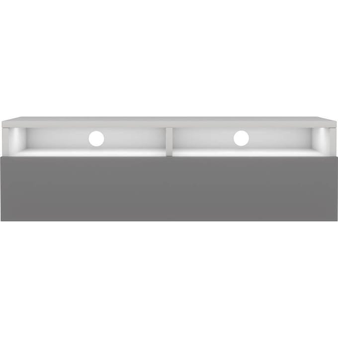 Selsey Rednaw – TV-meubel met lade, mat wit / hoogglans grijs met LED, 100 cm