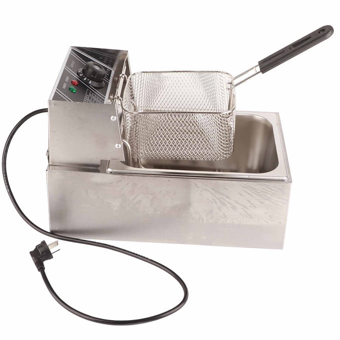 Elektrische Friteuse RVS Frietjes Chips Friteuse Machine voor Commercieel Gebruik 2500W gray