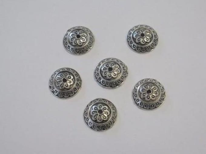 Kralenkapjes Platinum 14 mm 6 stuks