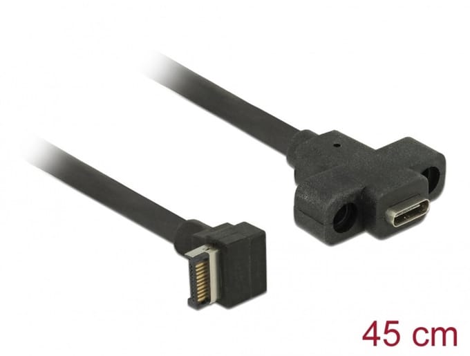 Delock Cable USB 3.1 Gen 2 key A 20 pin male > USB 3.1 Gen 2 USB Type-C™ female panel-mount 45 cm