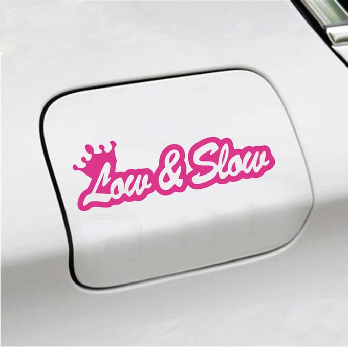 Bumpersticker - Low & Slow - 4,8 X 14,8 - Roze
