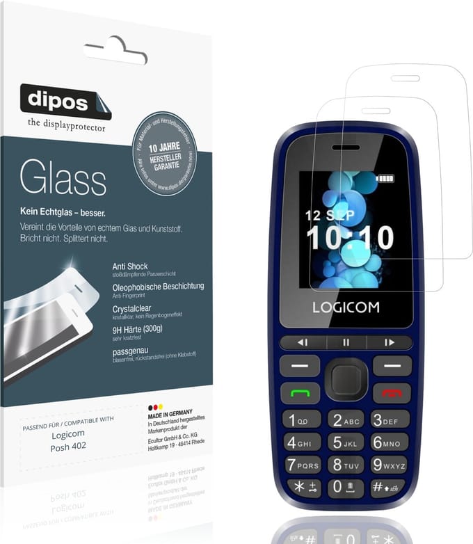 dipos – 2x Pantserfolie geschikt voor Logicom Posh 402 | 9H Screenprotector