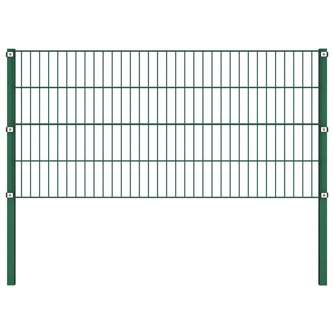 vidaXL - Schuttingpaneel - met - palen - ijzer - 867x80 - cm - groen