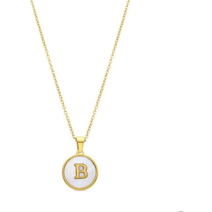 Luxenter collier in wit parelmoer afgewerkt in 18K geel goud - Alfabet