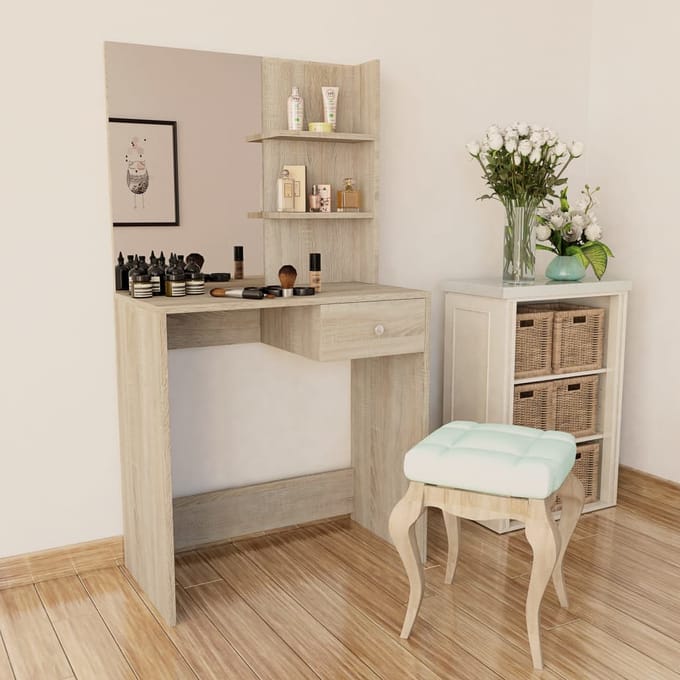 vidaXL - Kaptafel - 75x40x141 - cm - bewerkt - hout - eikenkleurig