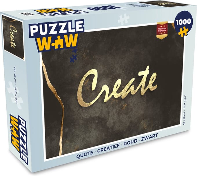 Puzzel Quote - Creatief - Goud - Zwart - Legpuzzel - Puzzel 1000 stukjes volwassenen
