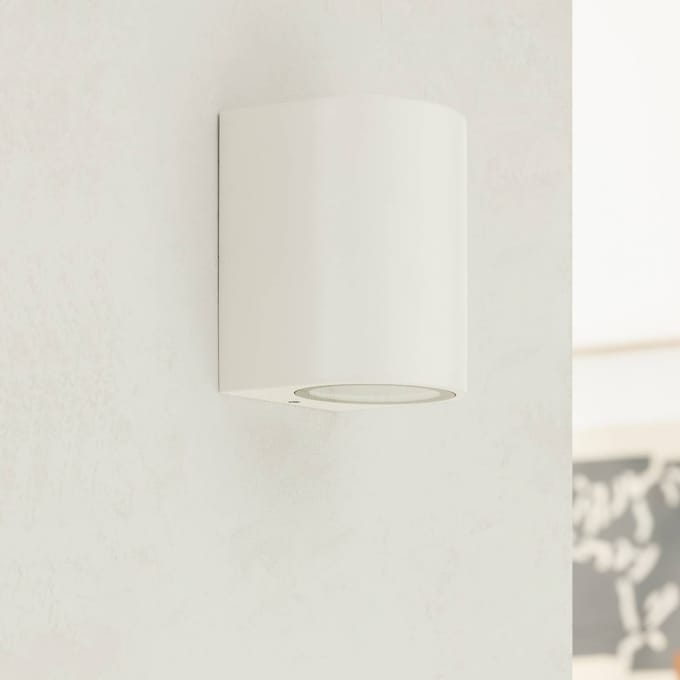 PRIOS - Wandlamp buiten - 1licht - Aluminium, glas - H: 10 cm - GU10 - wit