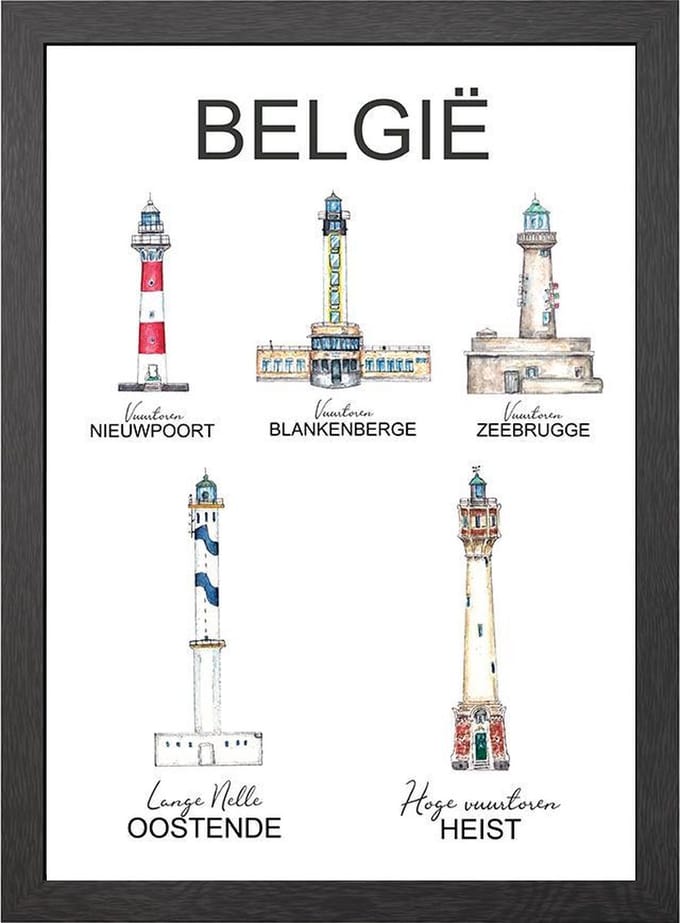 A2 VUURTORENS BELGIË POSTER IN FRAME - JOYIN