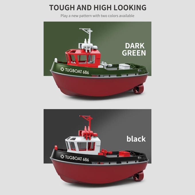 Boot met afstandsbediening, 1:72 Boot met afstandsbediening voor zwembad en meer, 2,4 GHz sleepboot met afstandsbediening voor groen