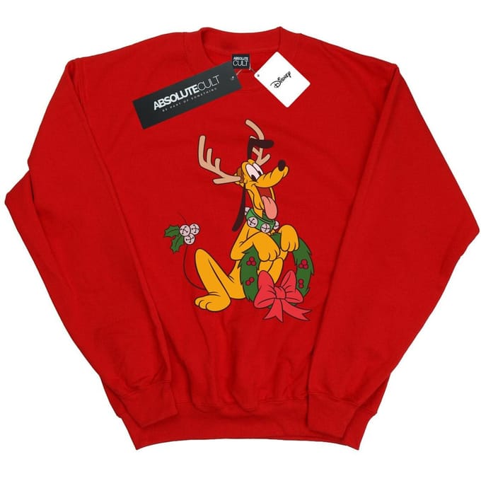 Disney Heren Pluto Kerstmis Rendier Sweatshirt (Rood)
