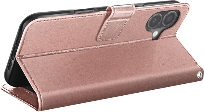 Mayaxess, Hoesje geschikt voor iPhone 17 - Wallet Case met Koord & Stand, Roze