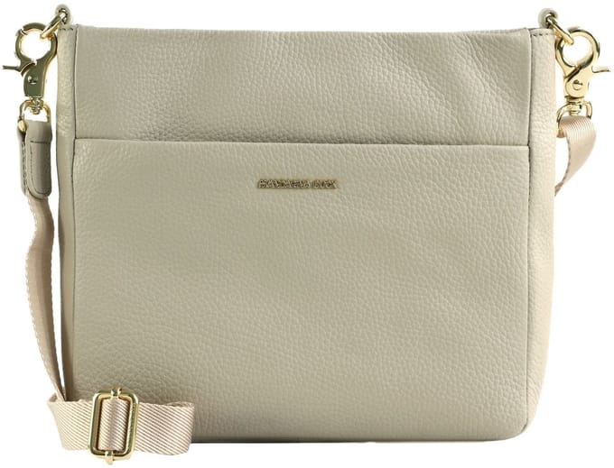 MANDARINA DUCK Leren schoudertas Mellow Leather Crossover Bag Cocoon Lichtgrijs