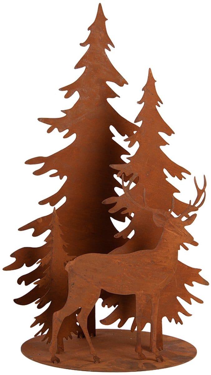 Clayre & Eef Kerstdecoratie Beeld Kerstboom 30x25x50 cm Bruin Metaal