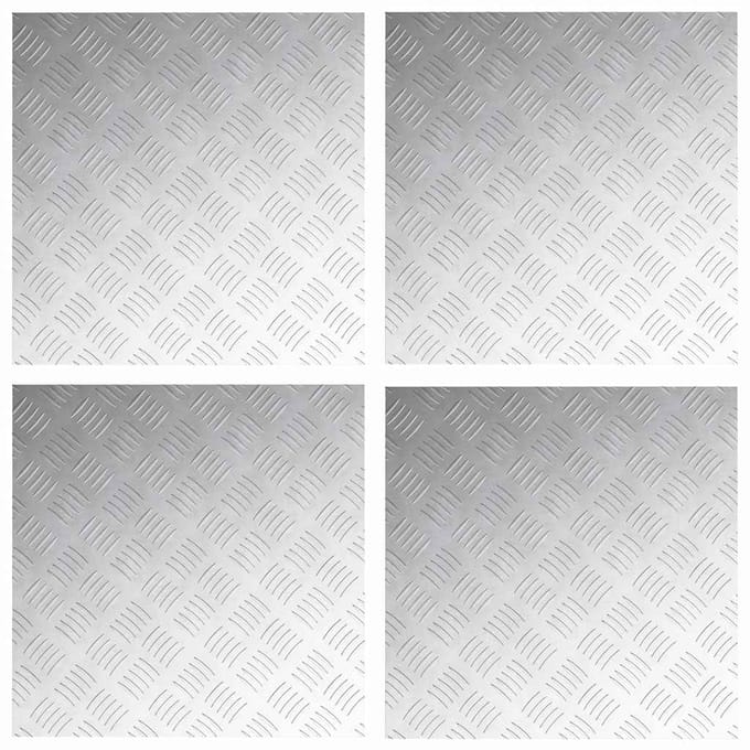 vidaXL - Trapmatten - 4 - st - 50 - x - 50 - cm - Zilver - Aluminium - Vierkant