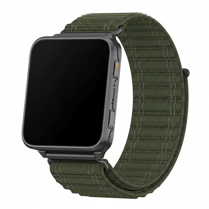 Nylon loop bandje - geschikt voor Garmin Venu X1 - klittenbandsluiting - army