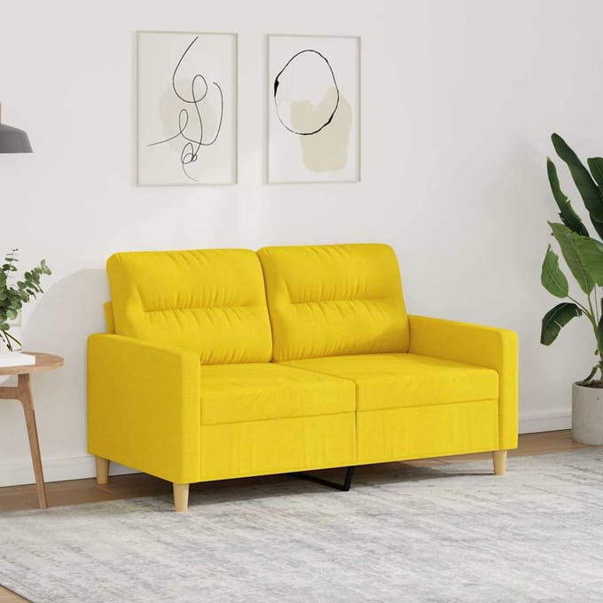 Vidaxl Bank 2-Persoons, Lichtgeel, 120 Cm, Bekleed met Stof